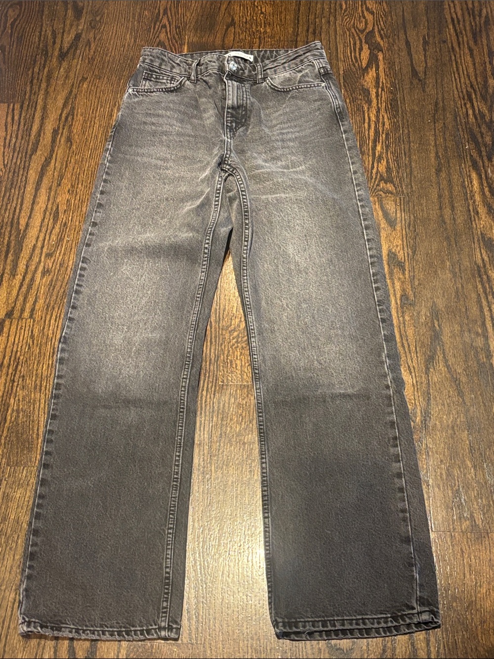 Zara Women's Black Washed Straight Jeans